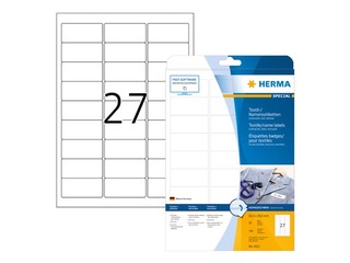 Наклейки Herma, A4, 63,5 x 29,6 мм, 20 листов, белые, для ткани