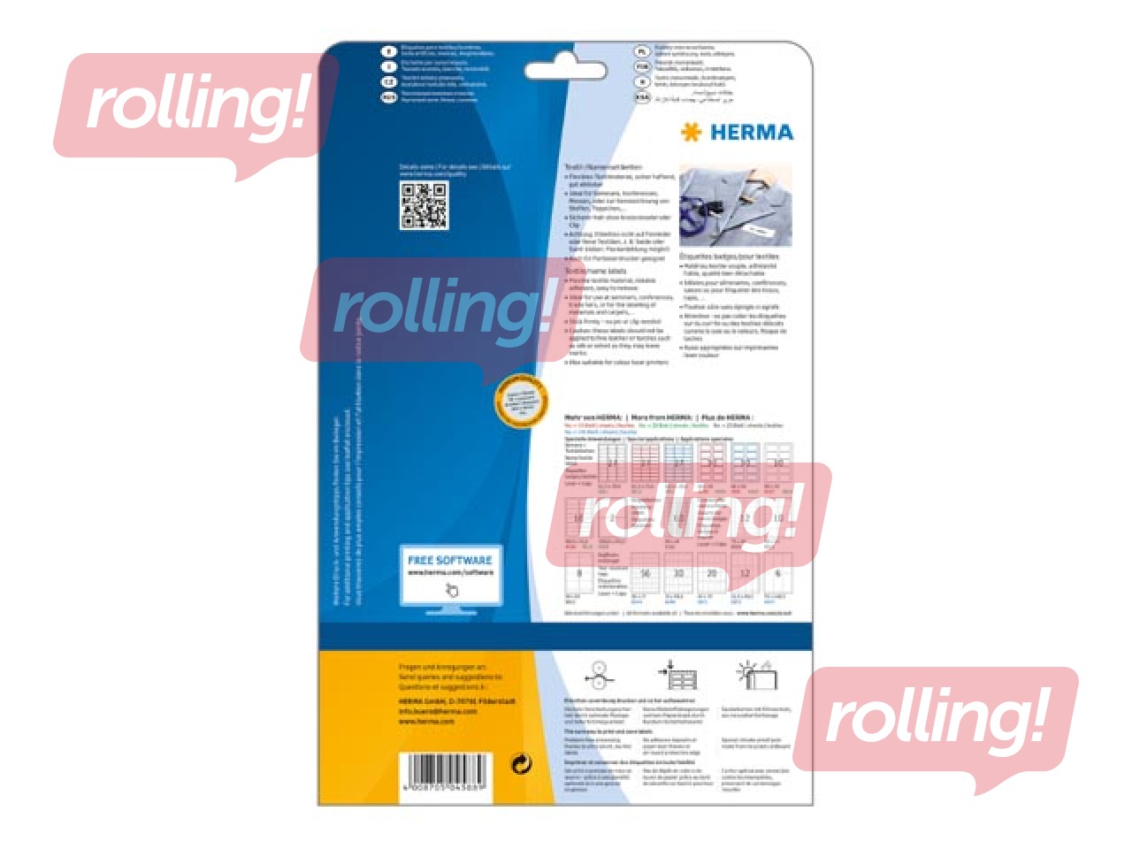 Name/ textile labels, A4, 88,9 x 33,8 mm, removable, white