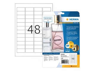 Uzlīmes Herma  A4, 45,7 x 21,2 mm, 25 loksnes, mitrumizturīgas, noturīgas, caurspīdīgas