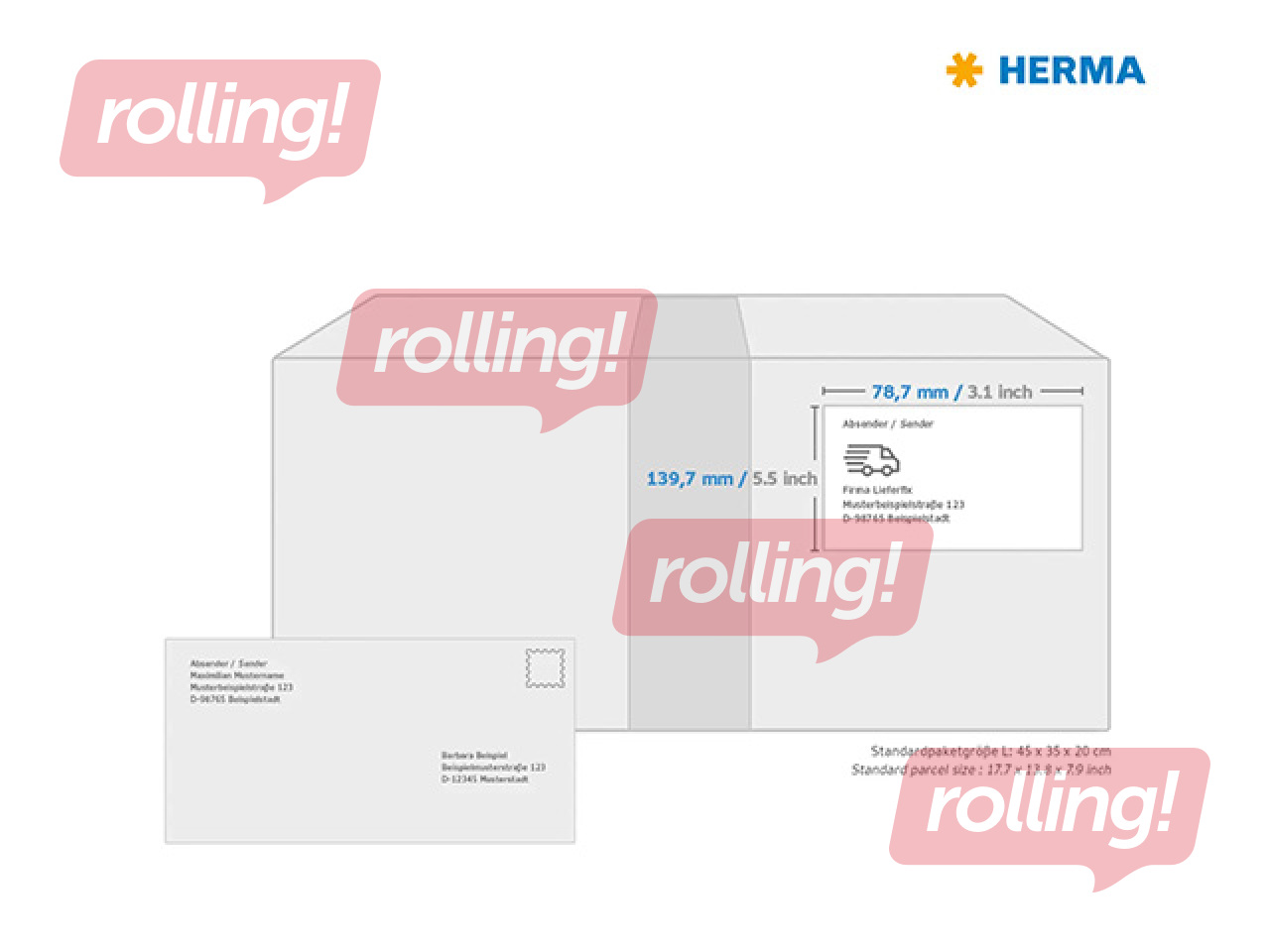 Labels Herma Premium, white, A4, 78.7x139.7mm, 100 sheets