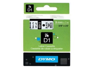 Markeerimislint Dymo D1, 9 mm x 7m, valge, mustad tähed