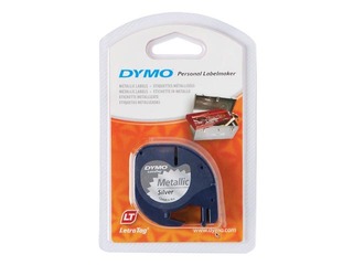 Маркировочная лента Dymo, 12 мм x 4 м, металлик, серебро, чёрные буквы