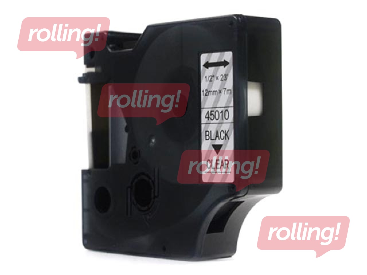 Alternatīva Marķēšanas lente DYMO D1, 12 mm x 7 m, melni burti uz caurspīdīga fona 