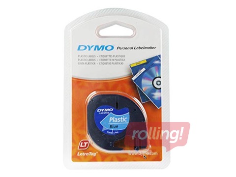 Markeerimislint Dymo, 12 mm x 4 m, plastik, sinine
