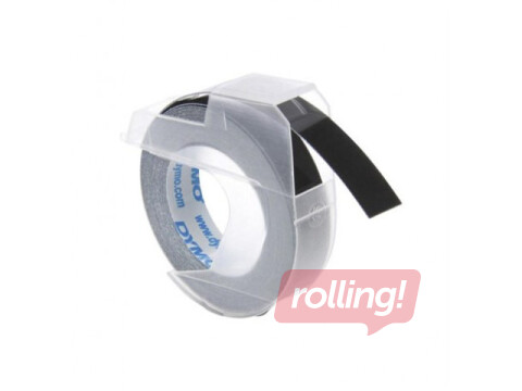 Marking label Dymo, 3D, 9 mm x 3 m, plastic, white, black letters
