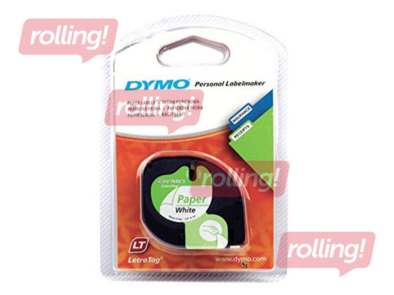 Marķēšanas lente Dymo, 12 mm x 4 m, papīra, balta