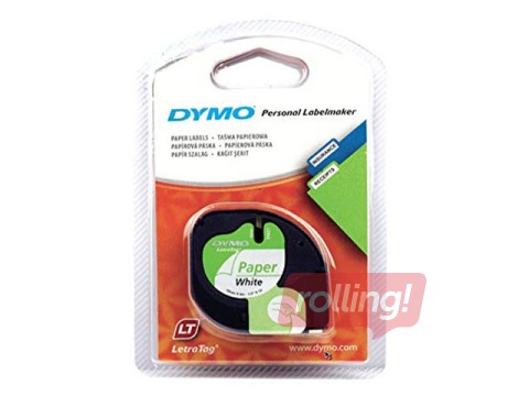 Marking label Dymo, 12 mm x 4 m, paper, white