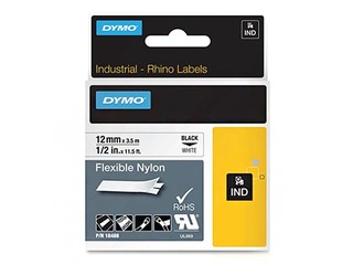 Маркировочная лента Dymo Rhino, 12 mm x 3.5 m, белая, чёрные буквы