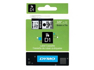 Marķēšanas lente Dymo D1, 9 mm x 7m, melni burti uz caurspīdīga fona