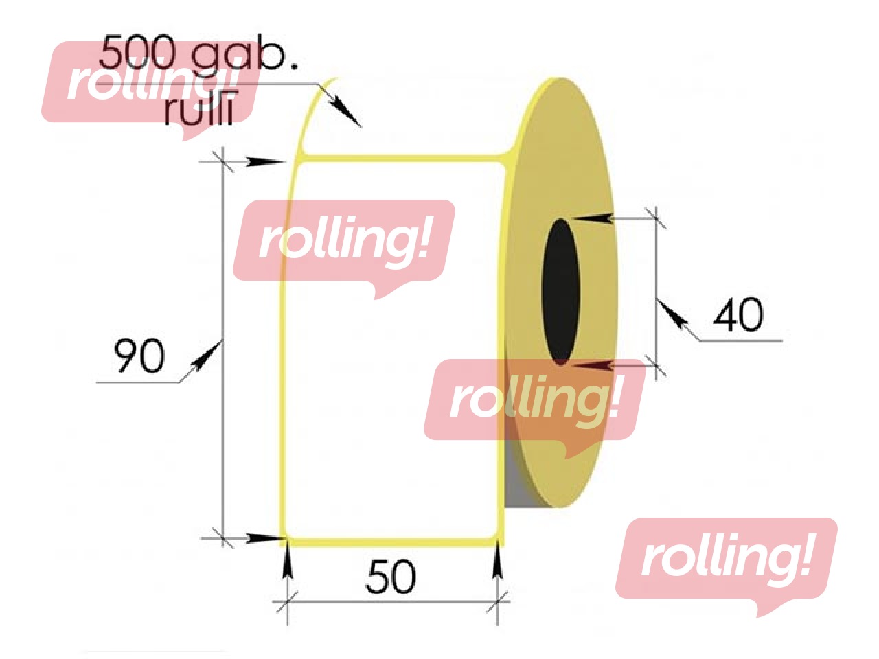 Termouzlīmes rullī, 50x90 mm, TermoEko, 500 gab