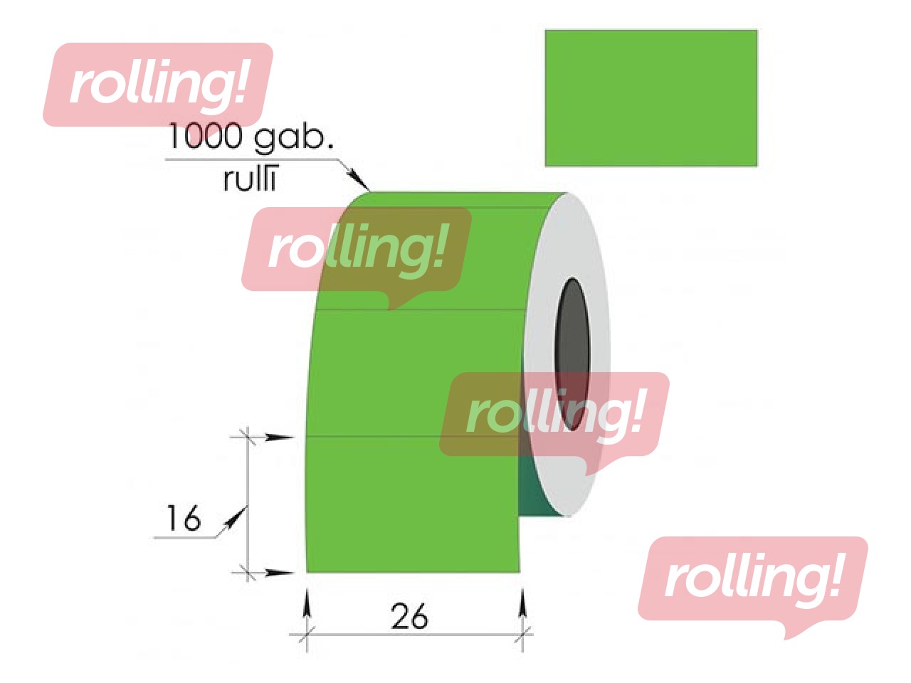 Marķēšanas uzlīmes 26 x 16 mm, zaļas, kantainas malas 