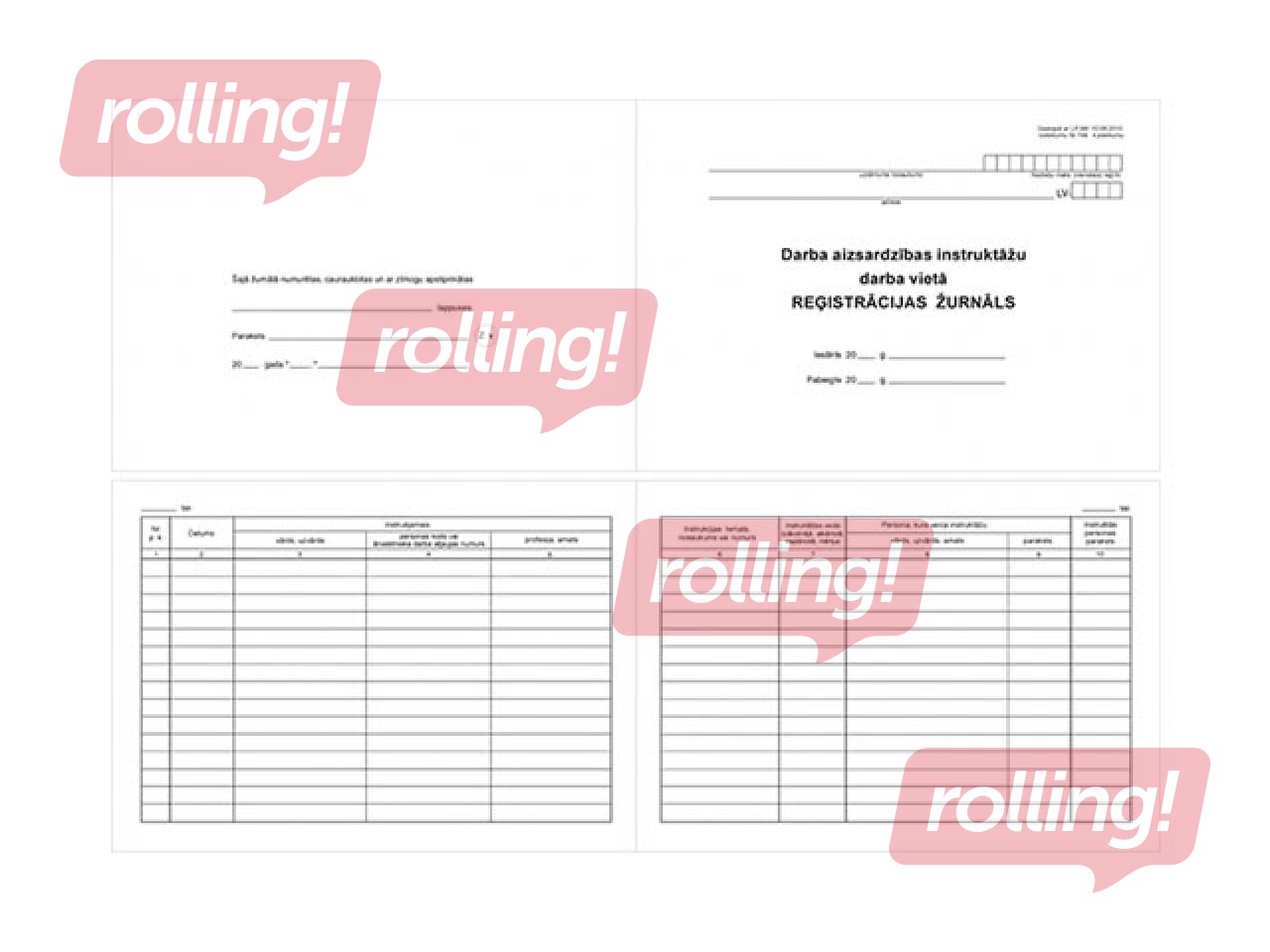 Darba aizsardzības instruktāžu darba vietā reģistrācijas žurnāls, A5, 48 lapas