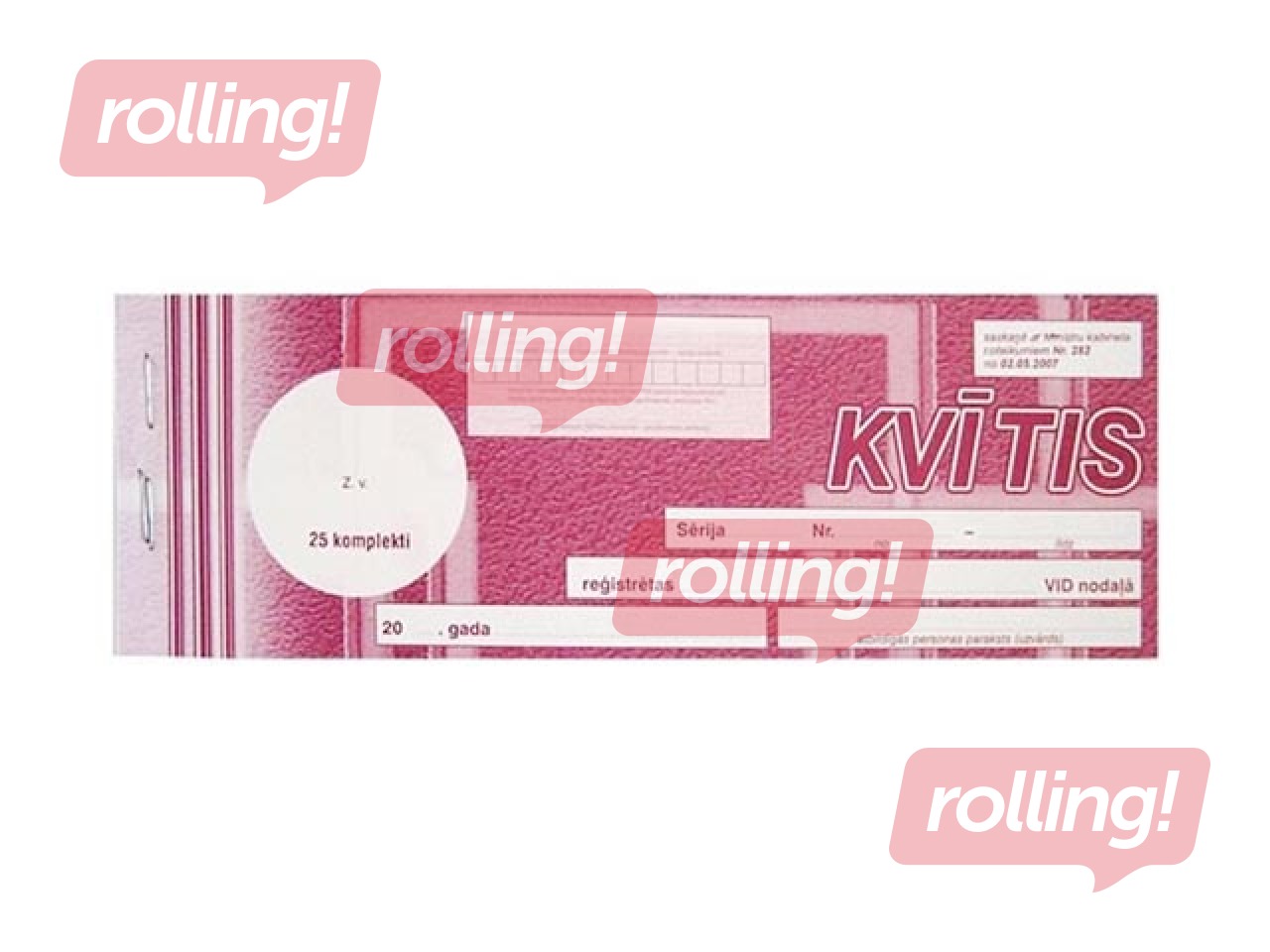 Darījumu apliecinošās kvītis, 1/4 no A4, paškopējošas, 3 eksemplāri, 25 komplekti