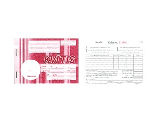 Darījumu apliecinošās kvītis, A6, paškopējošas, 3 eksemplāri, 25 komplekti