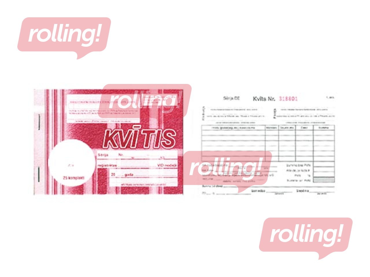 Darījumu apliecinošās kvītis, A6, paškopējošas, 3 eksemplāri, 25 komplekti