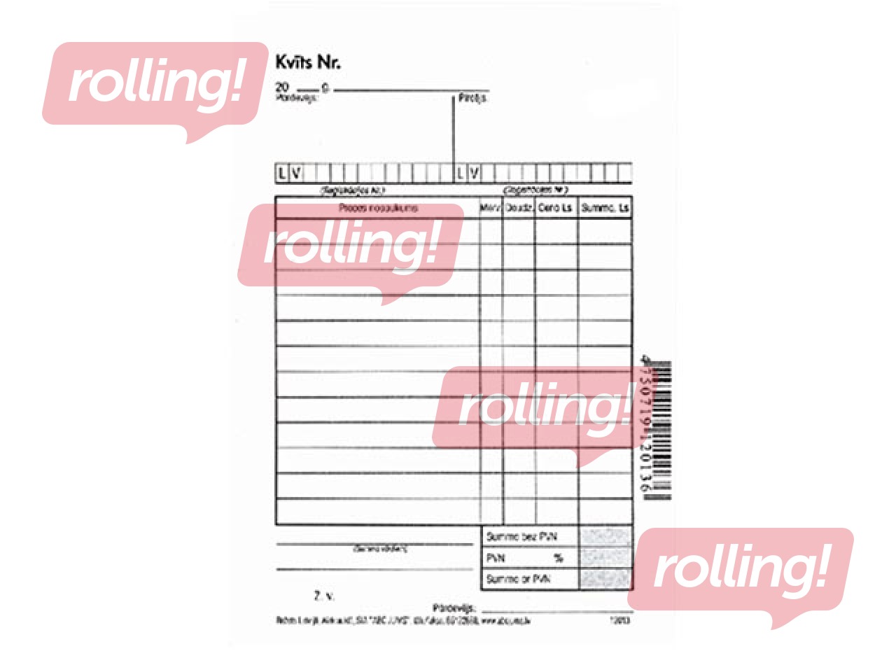 Receipt, A6, self-copying, 2 copies