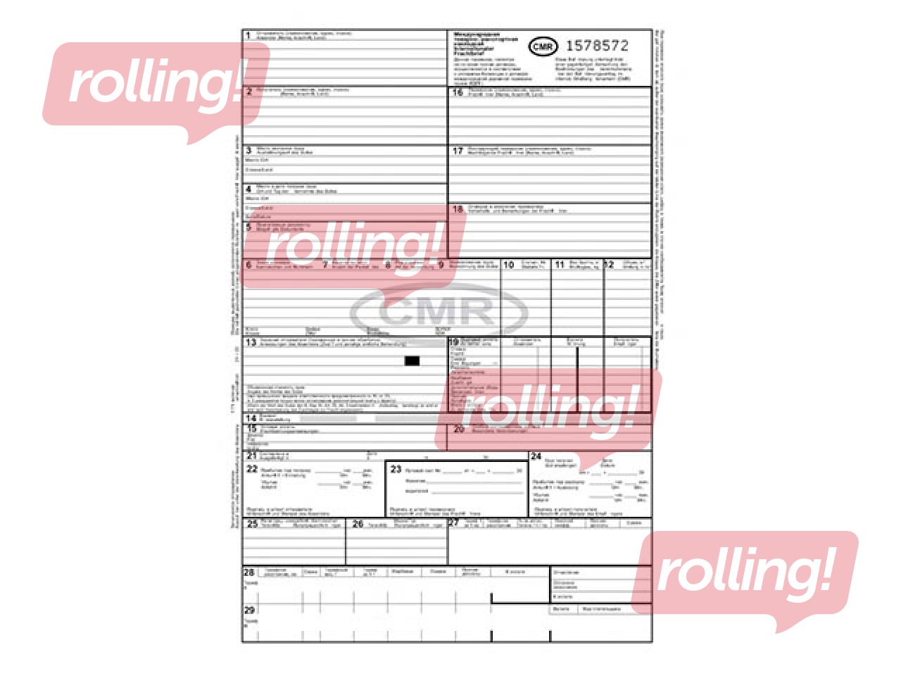 CMR starptautiskā preču - transporta pavadzīme ar numuriem, 6 eksemplāri