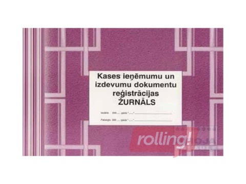 Kases ieņēmumu un izdevumu dokumentu reģistrācijas žurnāls, A4, 24 lapas