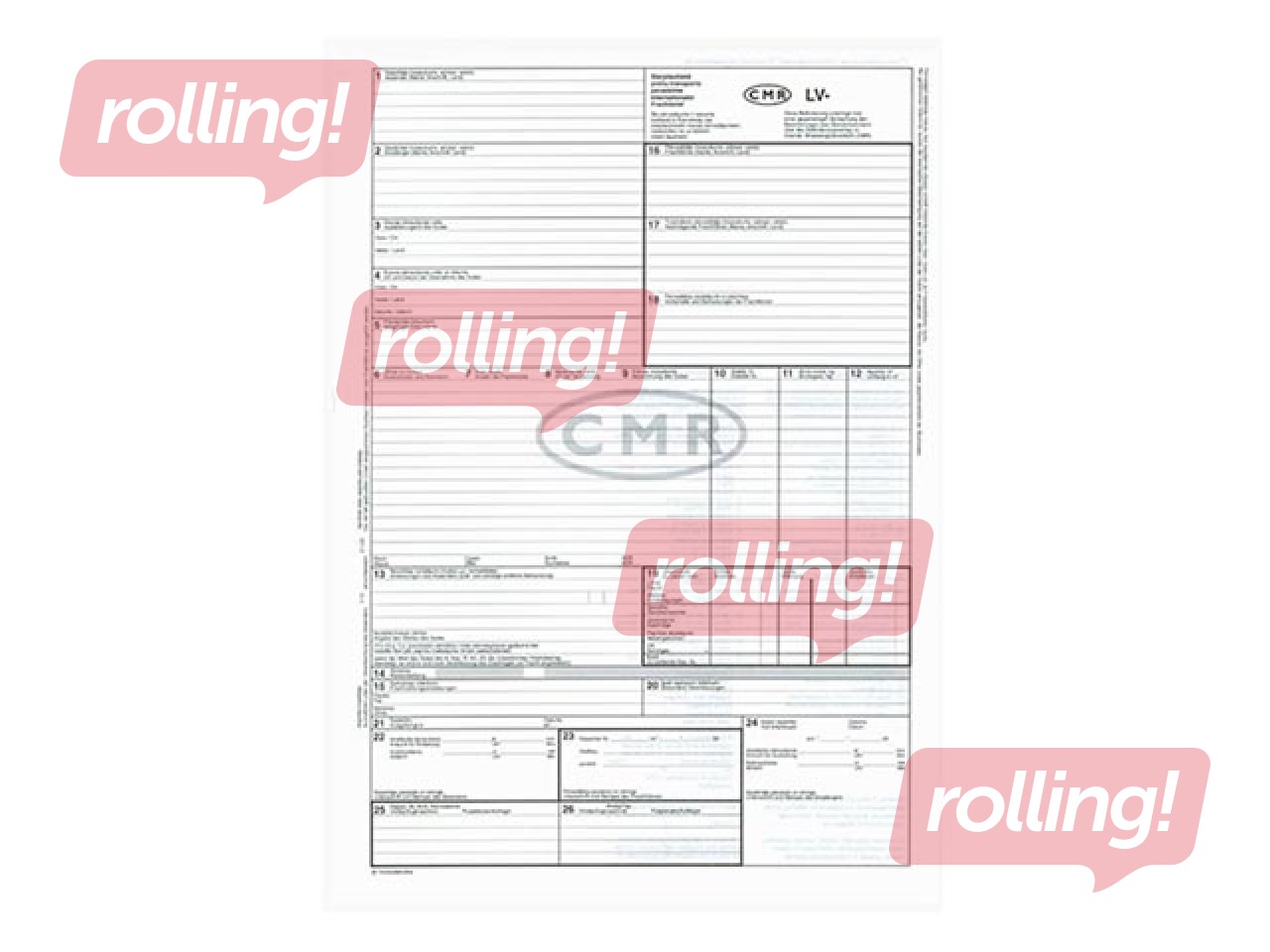 CMR international goods transport waybill without numbers, 6 copies