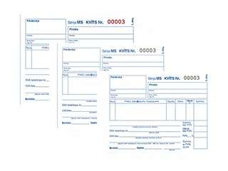 Darījumu apliecinošās kvītis, A7, paškopējošas, 3 eksemplāri, 25 komplekti