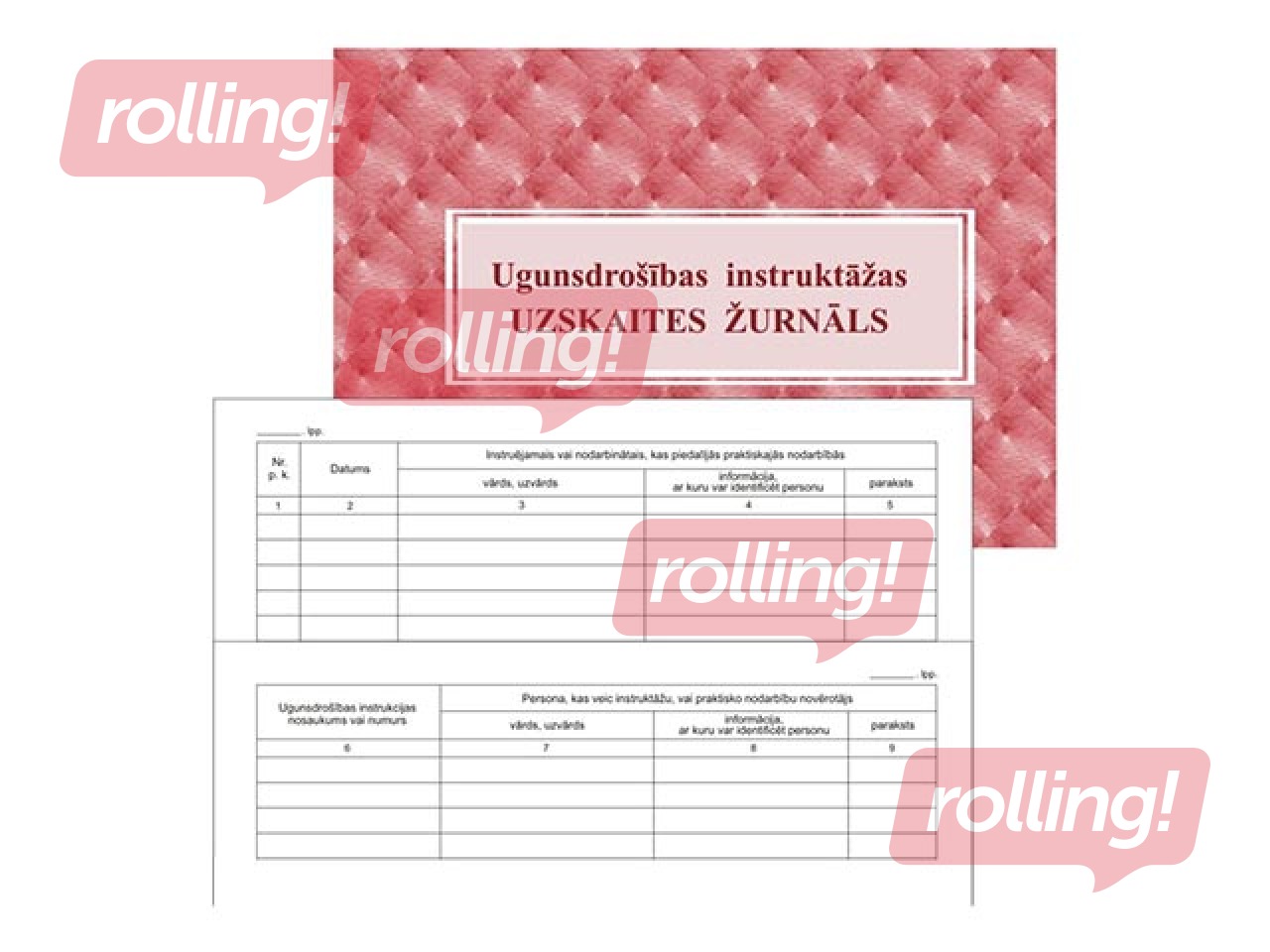 Ugunsdrošības instruktāžu uzskaites žurnāls, A5, 20 lapas