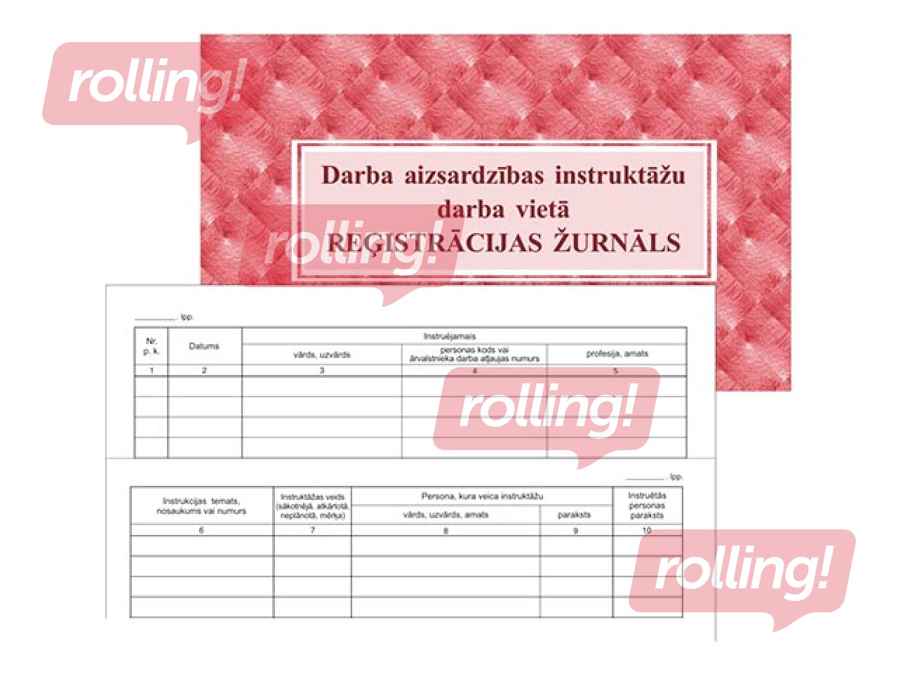 Darba aizsardzības instruktāžu darba vietā reģistrācijas žurnāls, A5, 40 lapas