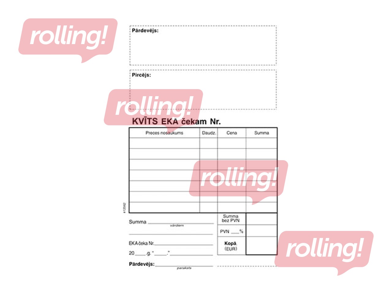 Kvīts EKA čekam, A6, vienpusēja