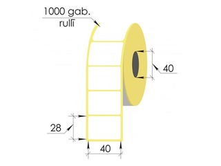 Thermal labels roll, 40x28 mm, TermoEko, 1000 pcs