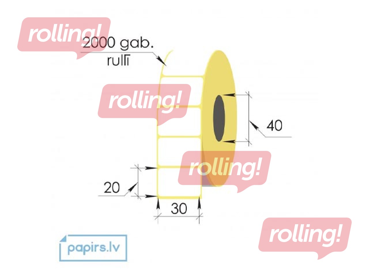 Uzlīmes rullī Vellum, 30x20mm, 2000 gab.