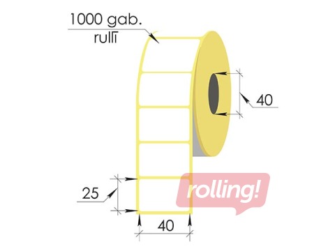 Termouzlīmes rullī, 40x25 mm, TermoEko, 1000 gab.