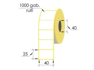 Thermal stickers in a roll, 40x25 mm, TermoEko, 1000 pcs.