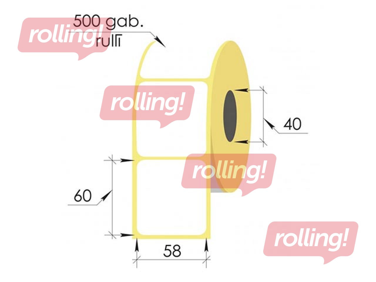 Termouzlīmes rullī, 58x60 mm, TermoEko, 500 gab