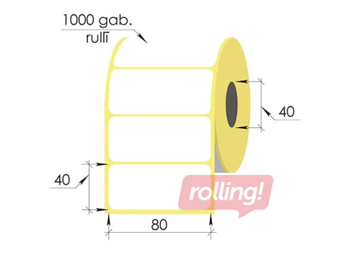 Termouzlīmes rullī, 80x40 mm, TermoEko, 1000 gab