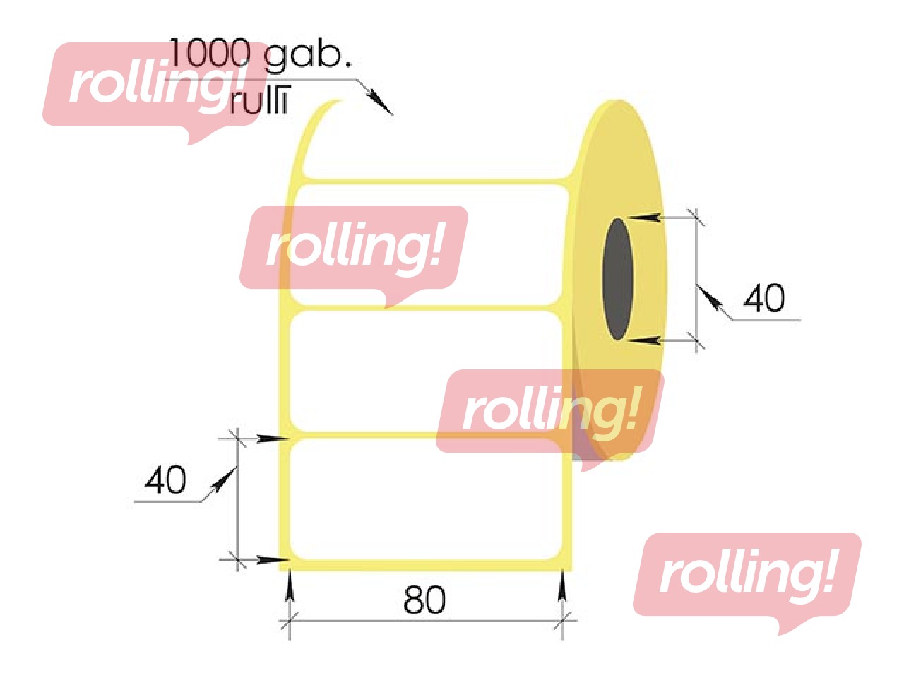 Termouzlīmes rullī, 80x40 mm, TermoEko, 1000 gab