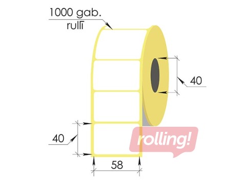 Termouzlīmes rullī, 58x40 mm, TermoTop, 1000 gab
