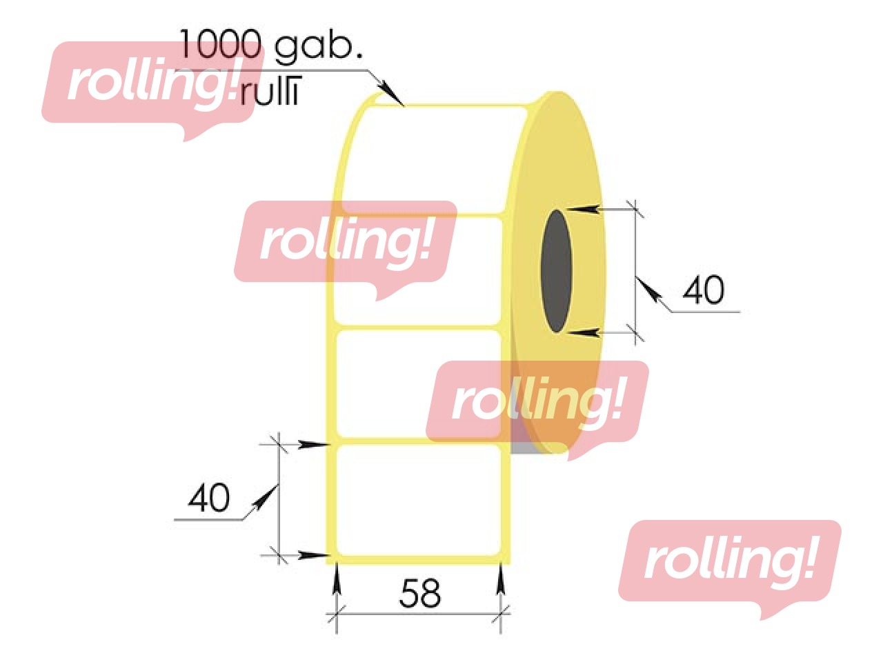 Termouzlīmes rullī, 58x40 mm, TermoTop, 1000 gab