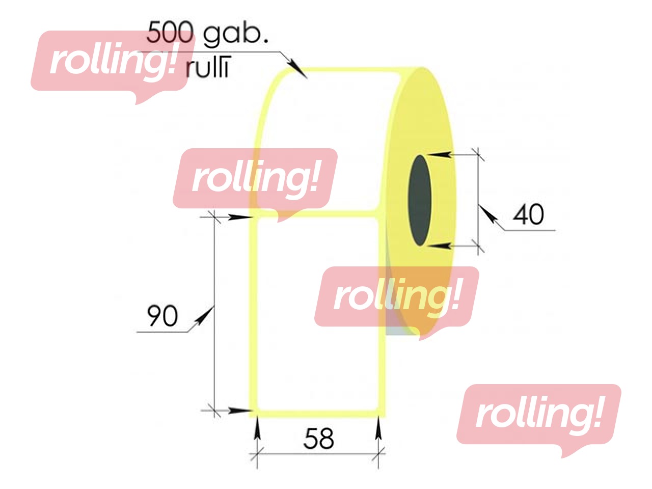 Termouzlīmes rullī, 58x90 mm, TermoTop, 500 gab