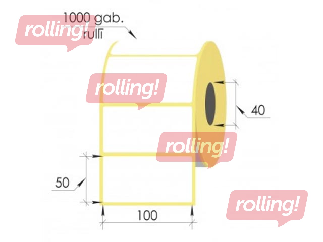 Thermal stickers in a roll, 100x50 mm, TermoEko, 1000 pcs