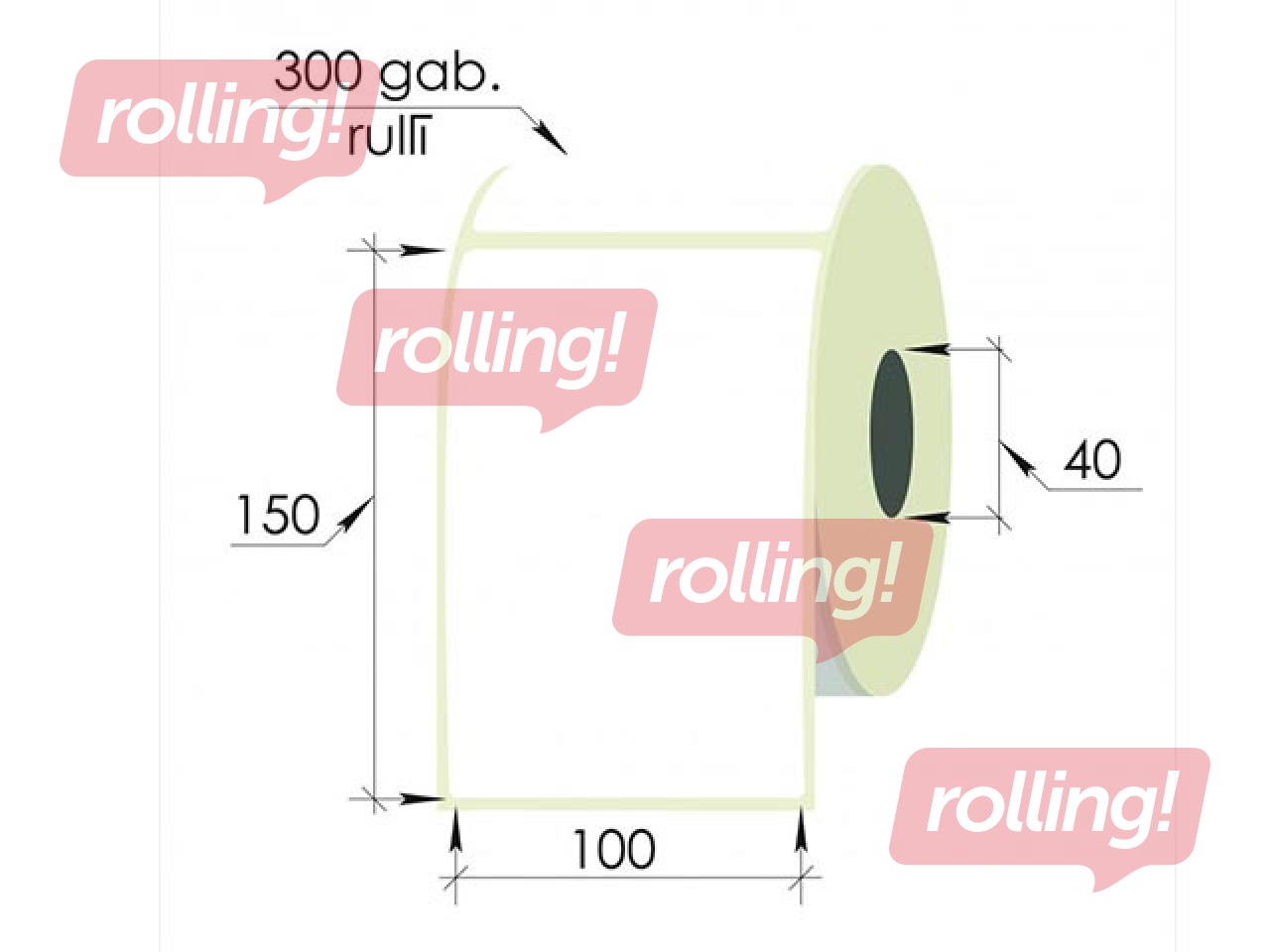 Uzlīmes rullī, 100x150 mm, PP, 300 gab., baltas