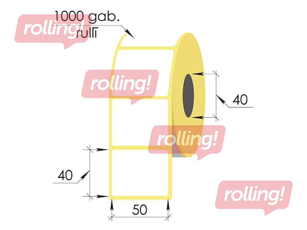 Termouzlīmes rullī, 50x40 mm, TermoEko, 1000 gab.