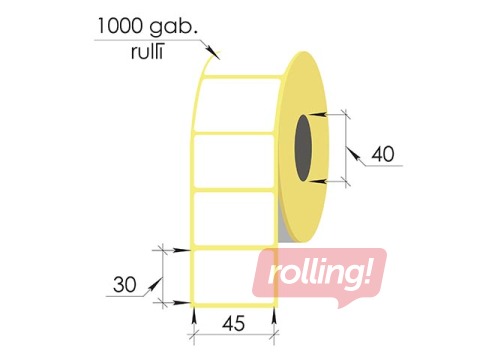 Thermal stickers in a roll, 45x30 mm, TermoEko, 1000 pcs.