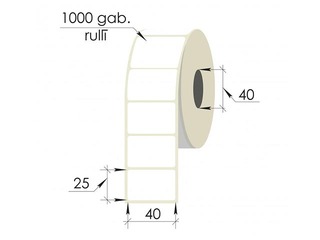 Labels roll, 40x25 mm, PP, 1000 pcs, white