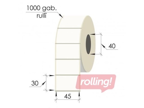 Наклейки в рулоне, 45x30 мм, PP, 1000 шт., прозрачные