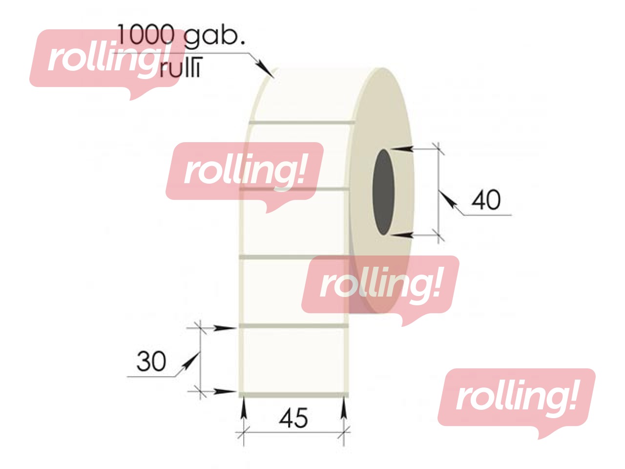 Uzlīmes rullī, 45x30 mm, PP, 1000 gab., caurspīdīgas