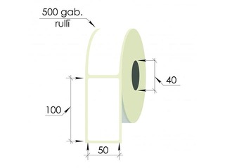 Etikett, 50 x 100 mm, PP, 500 tk, valge