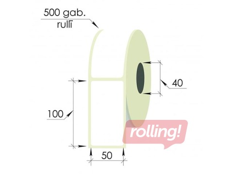 Uzlīmes rullī, 50x100 mm, PP, 500 gab., baltas