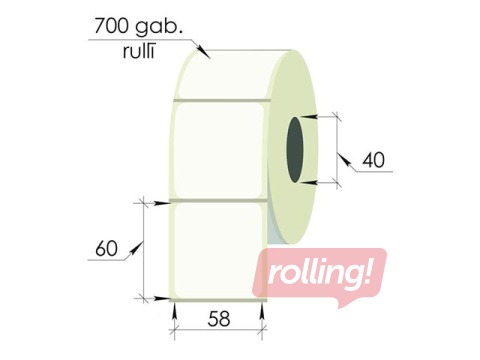 Labels roll, 58x60 mm, PP, 700 pcs., transparent