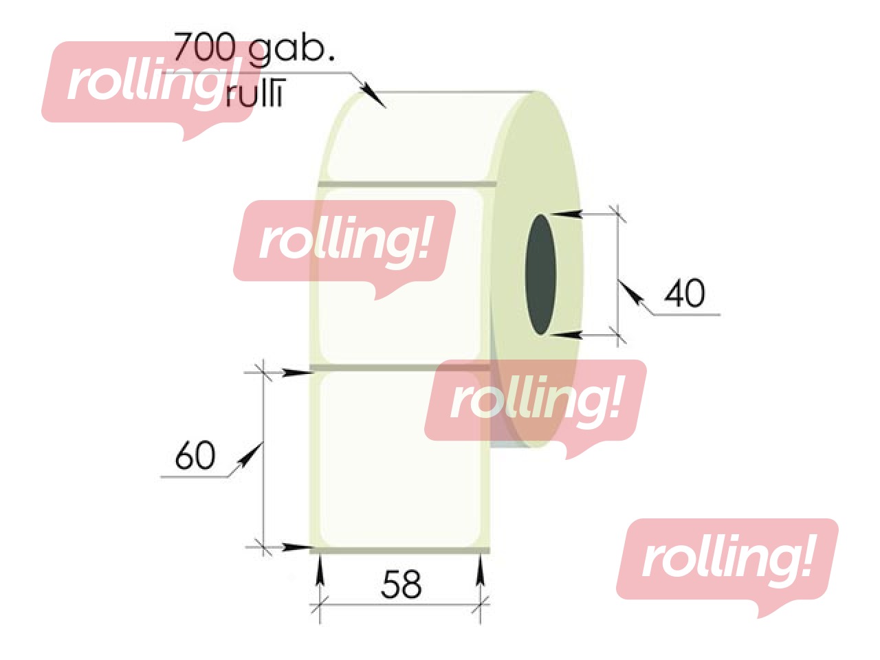 Uzlīmes rullī, 58x60 mm, PP, 700 gab., caurspīdīgas