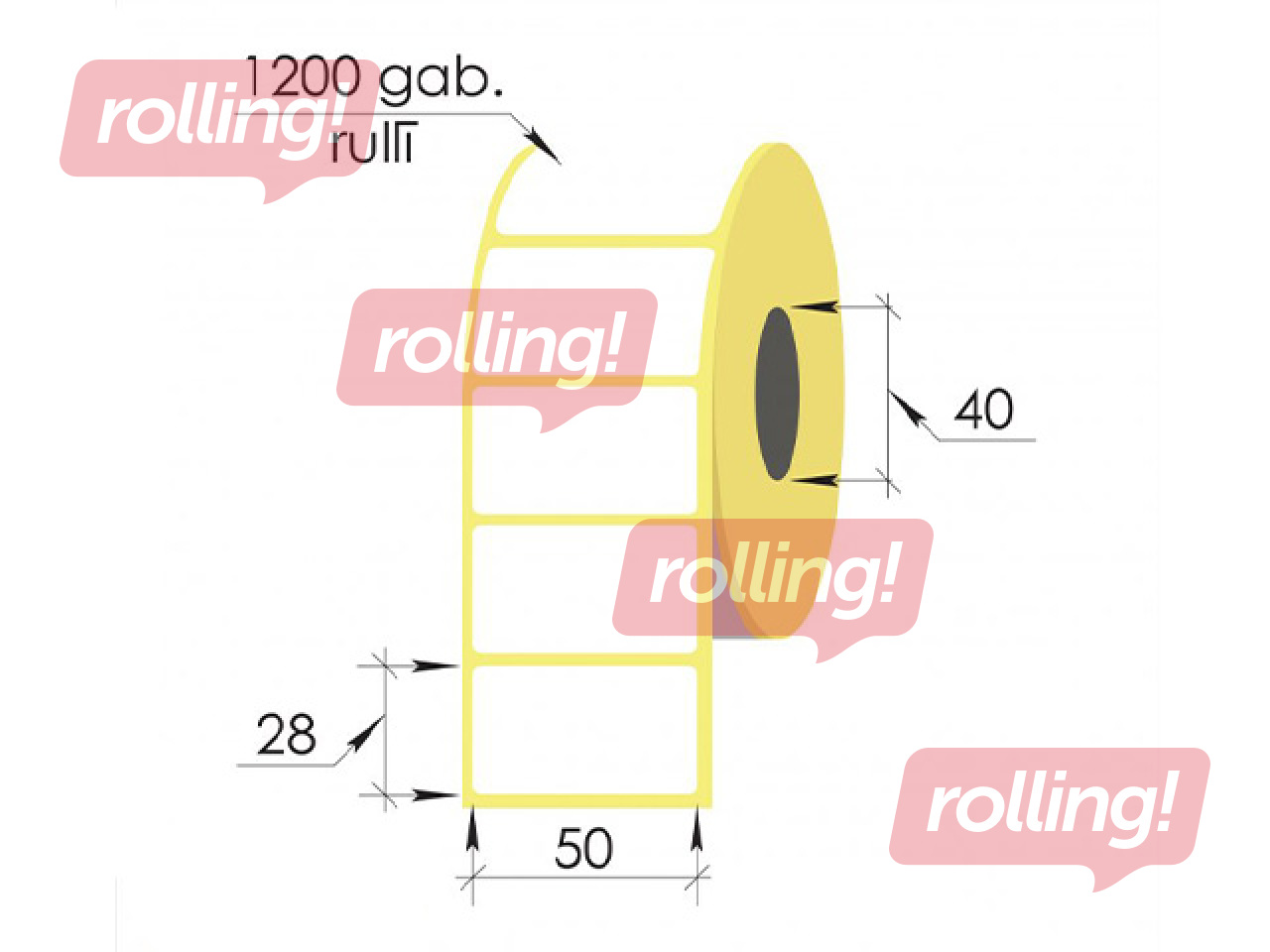 Termouzlīmes rullī, 50x28mm, TermoEko, 1200 gab
