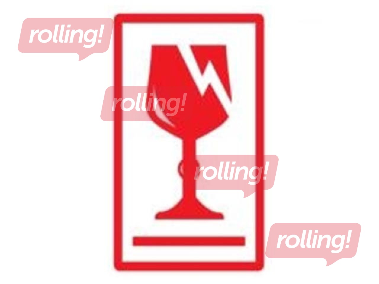 Brīdinājuma uzlīme iepakojumu marķēšanai - Fragile (plīstošs), 60x90 mm